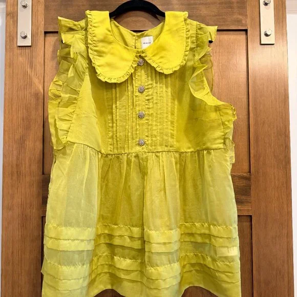 ANTHROPOLOGIE'S Maeve Peter Pan Collar Sheer Pintuck Babydoll Tank - Picture 9 of 9